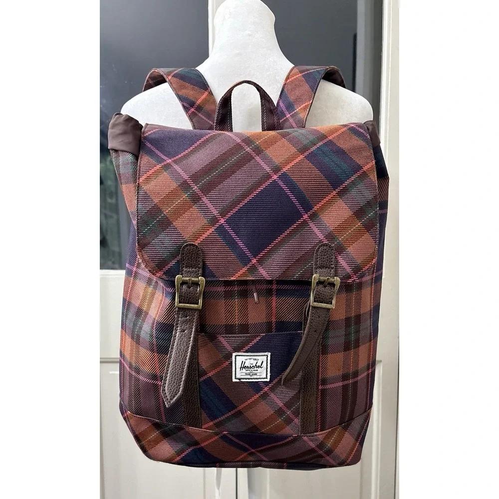 Herschel Supply Co. Retreat Mini Backpack Pink Purple Tartan Plaid Check
